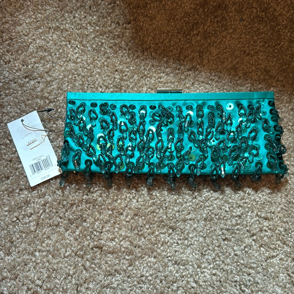 Banana Republic Band new teal sequin clutch